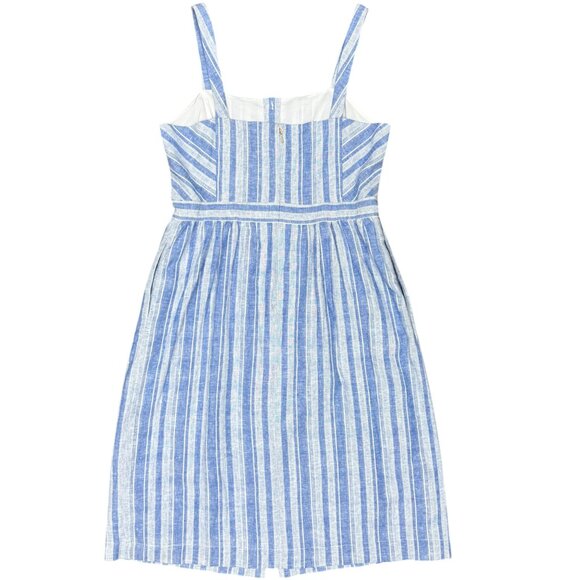 NWOT Women's DRAPER‎ JAMES Striped Linen Blue Apron Midi Dress | Size 12 - Picture 4 of 13